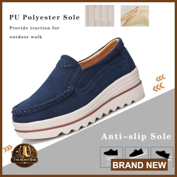 Platform Loafers Slip-On Comfortable Walking Shoes Business Casual - Picture 3 of 7